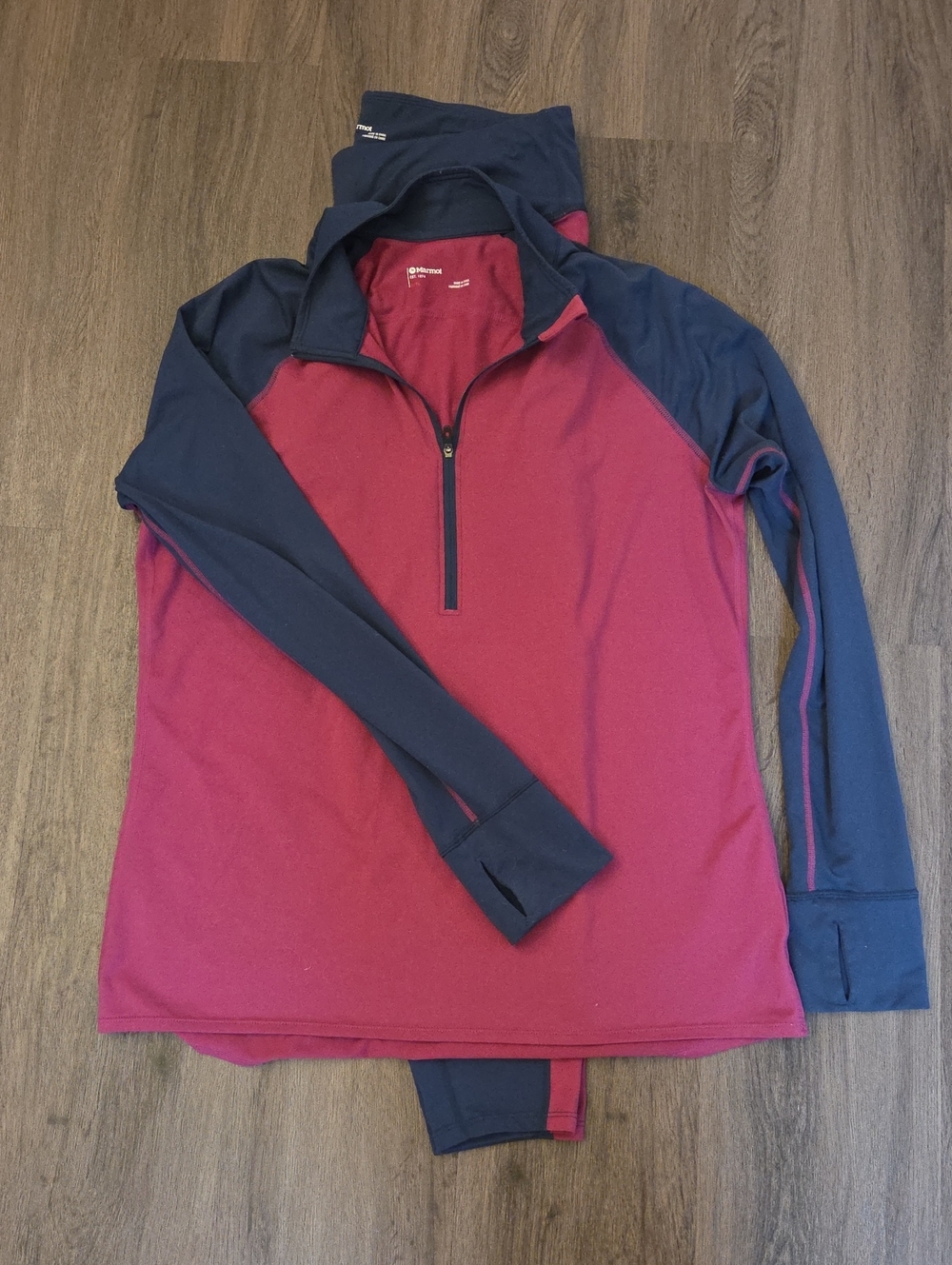 Marmot Women's Half-Zip Mid-Layer with Base Layer Leggings Set in Berry and Navy